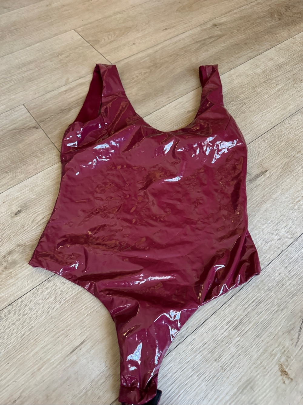Princess Polly Burgundy Patent Bodysuit